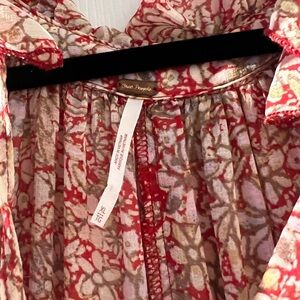 Free People Red and Cream Patterned Dress